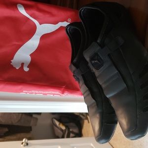 PUMA Mens Vedano V Black leather Slip-on